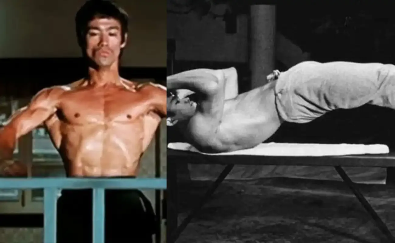 Photo de Bruce Lee faisant de la gymnastique