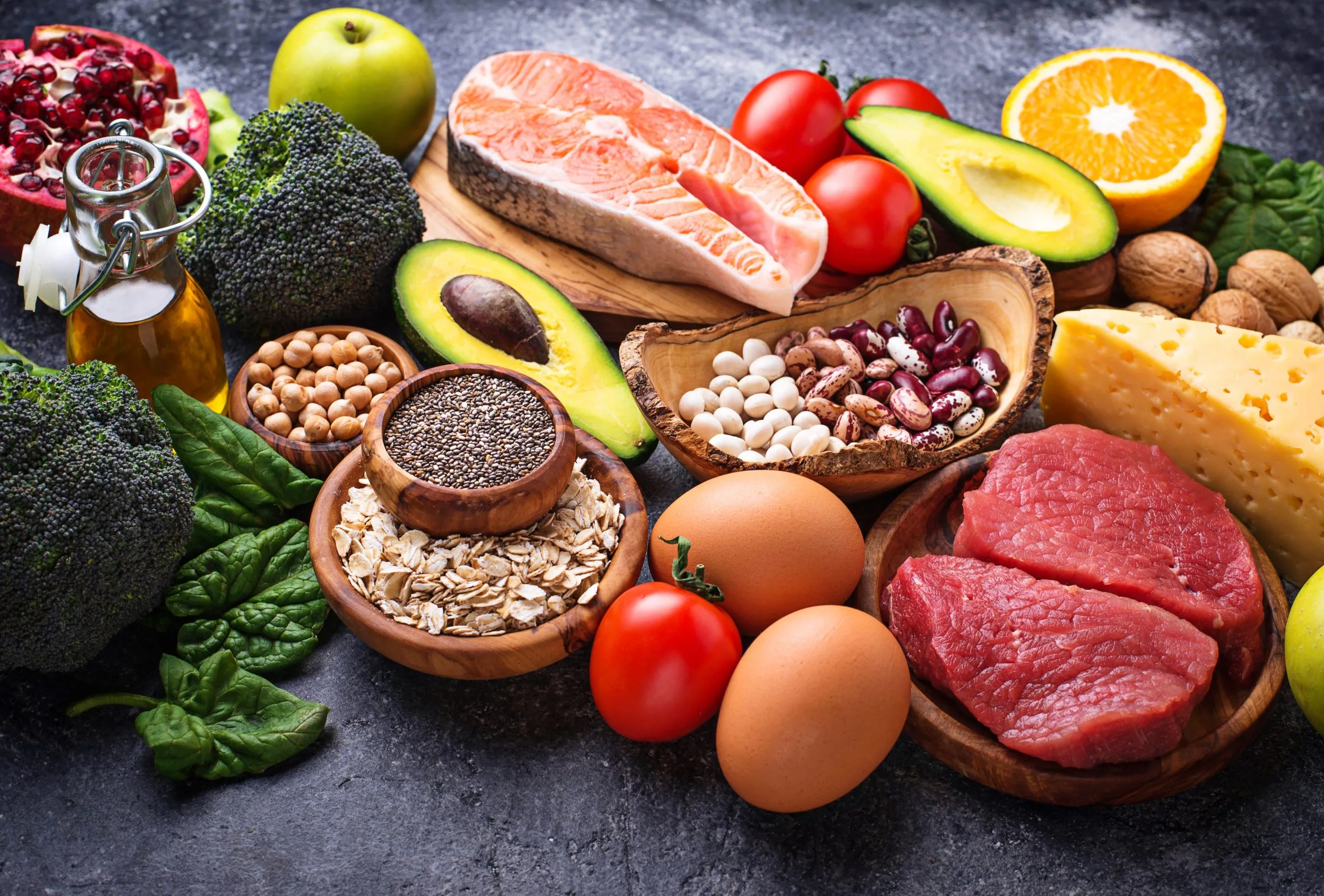 Nutrition saine fruit légumes viandes poisson